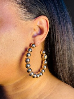 Gold Beaded Hoop