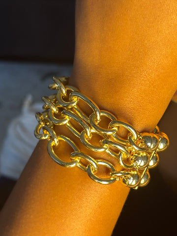 Gold ball and chain bracelet